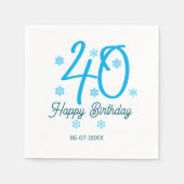 40th birthday add name date year blue template serviette (Vorderseite)