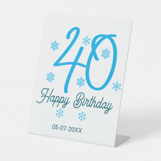 40th birthday add name date year blue template sockelschild (Vorderseite)