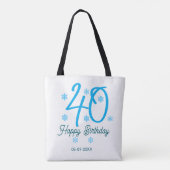 40th birthday add name date year blue template tasche (Rückseite)
