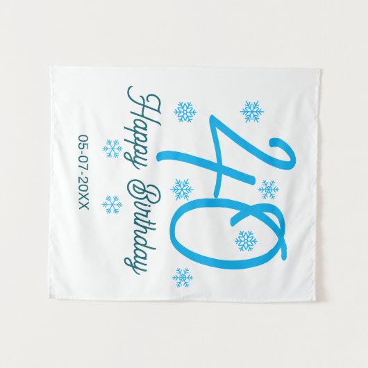 40th birthday add name date year blue template wandteppich (Vorderseite (Horizontal))