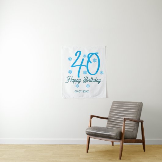 40th birthday add name date year blue template wandteppich (Beispiel)