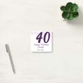 40th birthday add name date year purple floral pin post-it klebezettel (Büro)