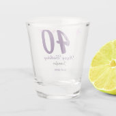 40th birthday add name date year purple floral pin schnapsglas (Rückseite)