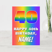 40th Birthday: Colorful, Fun Rainbow Pattern # 40 Karte (Vorderseite)