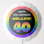 40th Birthday: Colorful Rainbow # 40, Custom Name Ballon<br><div class="desc">This cheerful and upbeat birthday-themed balloon design features a large number “40“ having a vibrant multicolored rainbow spectrum inspired gradient pattern, along with the message “HAPPY 40th BIRTHDAY, ”, and a personalized recipient name. A joyful, editable balloon like this might be a fun decoration to have at a birthday celebration...</div>