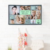 40th Birthday Custom Photo Collage Dusty Green Banner (Insitu)