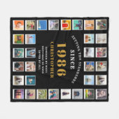 40th Birthday Family Memories Photo Collage Fleecedecke (Vorderseite (Horizontal))