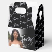 40th birthday Forty script silver black photo Geschenkschachtel (Geöffnet)