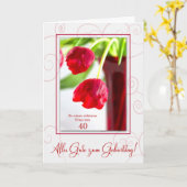 40th Birthday Geburtstag in German with Red Tulips Karte (Gelbe Blume)