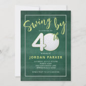 40th Birthday Golf Theme Swing By Stylish Green Einladung (Vorderseite)