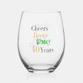 40th Birthday Halloween Spooky Cheers Party Weinglas Ohne Stiel (Rückseite)