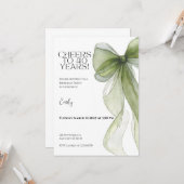 40th Birthday Invitation • Green Bow Milestone Karte (Vorderseite/Rückseite Beispiel)