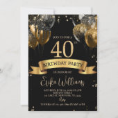 40th Birthday Invitation Template: Black Gold Ball Einladung (Vorderseite)