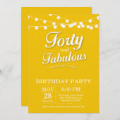 40th Birthday Invitation Yellow Fabulous Einladung (Vorne/Hinten)
