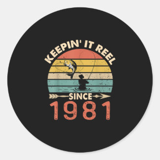 40th Birthday - Keepin It Reel Since 1981 Fishing Runder Aufkleber