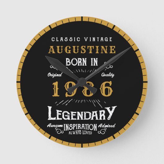 40th Birthday Legend Born 1986 Runde Wanduhr (Vorderseite)