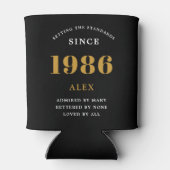 40th Birthday Name 1986 Black Gold Elegant Chic Dosenkühler (Rückseite)