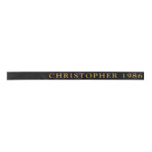40th Birthday Name 1986 Black Gold Elegant Chic Satinband (Vorderseite)