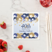 40th Birthday Navy Gold Balloons Party Serviette (Beispiel)