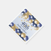 40th Birthday Navy Gold Balloons Party Serviette (Ecke)