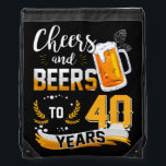 40th Birthday Party Cheers And Beers To 40 Years Sportbeutel<br><div class="desc">Awesome tee Ideas People who born in 1982 Retro Vintage Classic Old School 40th Awesome tee Ideas for Men Women. 40 years old awesome vintage birthday. Complete happy birthday decorations .Your birthday party will be funny, awesome, epic & legendary. This funny drinking shirt makes a great tee for a sassy...</div>