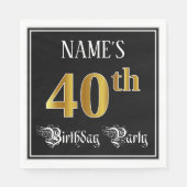 40th Birthday Party — Fancy Script, Falsch Gold Lo Serviette (Vorderseite)