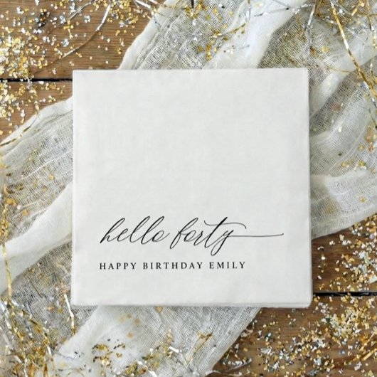 40th Birthday Party Hello 40 Modern Milestone Serviette