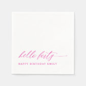 40th Birthday Party Hot Pink Hello 40 Modern Serviette (Vorderseite)