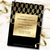 40th Birthday Party Modern Black and Gold Foil Einladung