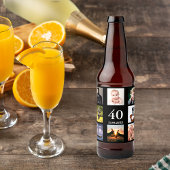 40th birthday party photo collage guy black bierflaschenetikett