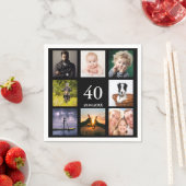 40th birthday party photo collage guys black serviette (Beispiel)