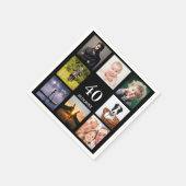 40th birthday party photo collage guys black serviette (Ecke)