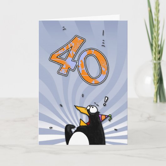 40th Birthday - Penguin Surprise Card Karte (Vorderseite)