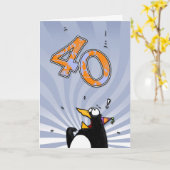 40th Birthday - Penguin Surprise Card Karte (Gelbe Blume)