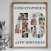 40th Birthday Photo Collage Number 40 Personalized Poster