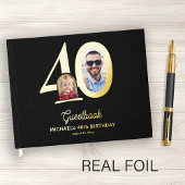 40th Birthday photo name black gold  Gästebuch