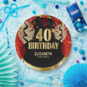 40th Birthday - Red Balloons 🎈 Pappteller (Party)