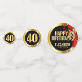 40th Birthday - Red, Black and Gold 🎈 Photo Konfetti (Rückseiten)