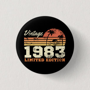 40th Birthday Retro Vintage 1983 Limited Edition  Button