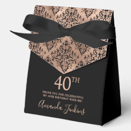 40th Birthday Rose Gold Damask Thank You  Geschenkschachtel