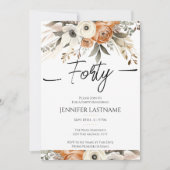 40th Birthday Rustic Floral Fall Einladung (Vorderseite)