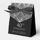40th Birthday Silver Damask Thank You Geschenkschachtel (Vorderseite)