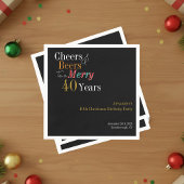 40th Christmas Birthday Cheers Beers Merry Serviette