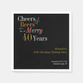 40th Christmas Birthday Cheers Beers Merry Serviette (Vorderseite)