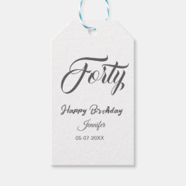40th forty letterbirthday add name date year gray  geschenkanhänger