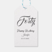 40th forty letterbirthday add name date year gray  geschenkanhänger (Rückseite)