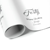 40th forty letterbirthday add name date year gray geschenkpapier (Rolleneckpunkt)