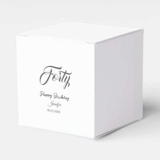 40th forty letterbirthday add name date year gray  geschenkschachtel (Vorderseite)