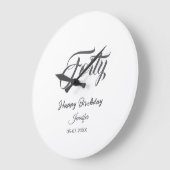 40th forty letterbirthday add name date year gray  große wanduhr (Winkel)