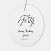 40th forty letterbirthday add name date year gray  keramik ornament (Links)